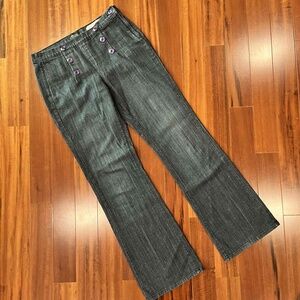 Vintage NYDJ Jeans Sailor Buttton Denim Dark Blue Trouser Bootcut Size US 10